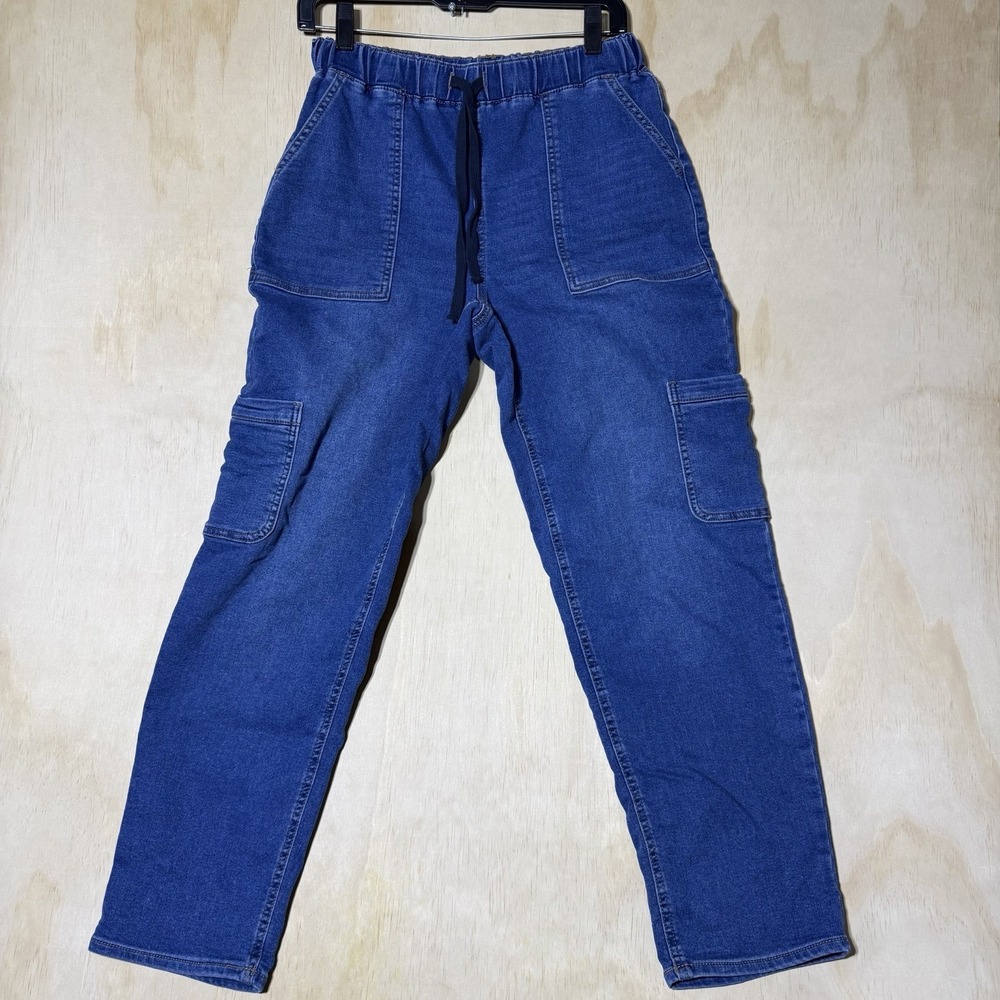 SO Denim Cargo Jogger Pants Women's Small Blue Stretch Utility Casual Pull On